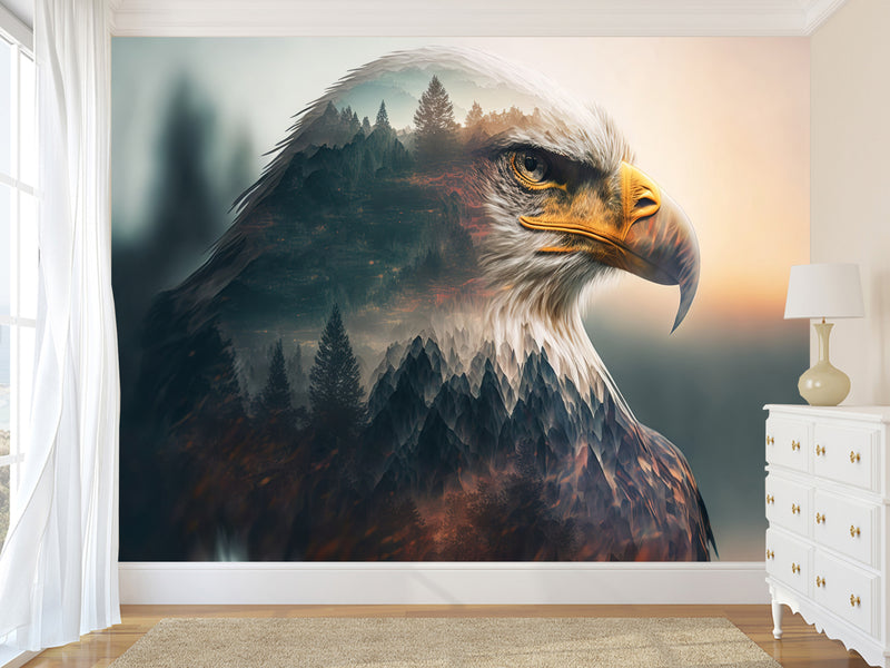Brutal Design For Hall Or Gym Vinyl Wallpaper Peel and Stick Motivational Wall Print For Bedroom "Free Eagle" 🦅