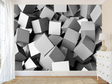Peel and Stik Mural Wall Mural "Gray cubes" – Decor For Kid's Room Playroom