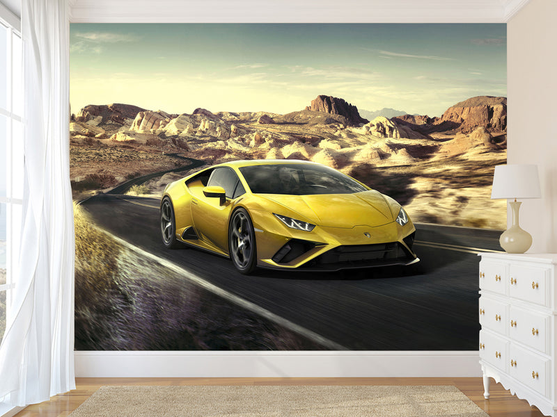 Full-Size Traditional Wallpaper – Lamborghini Wall Mural for Teen Bedroom Kitchen & Living Room