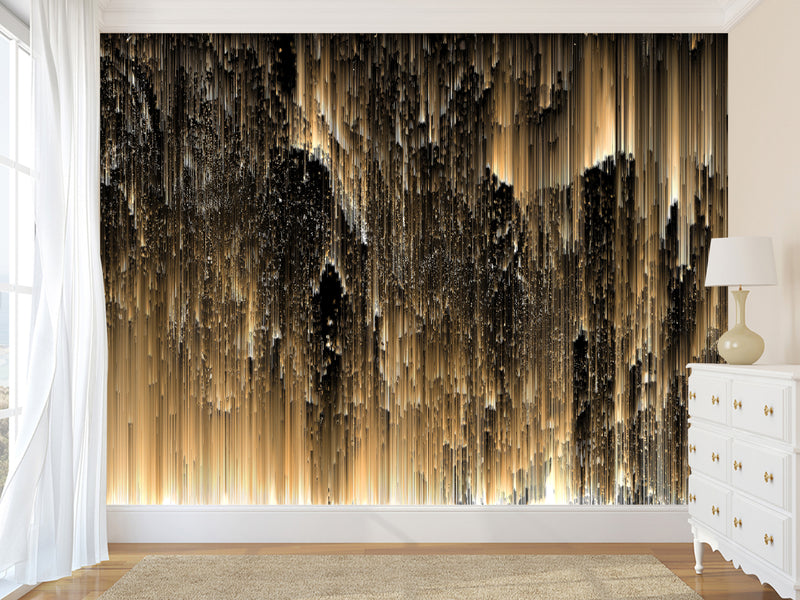 Wall mural Peel and Stick vinyl Wallpaper “Golden rain" Wallpaper for For Home decor, Bedroom