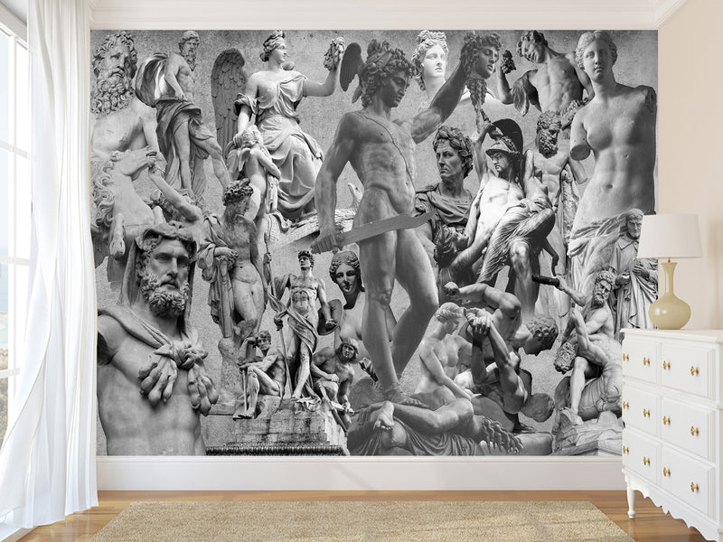 Unique Vintage Design – Traditional Full-Wall Wallpaper "Beauty and Power of Antiquity", Perfect for Bedroom or Living Room