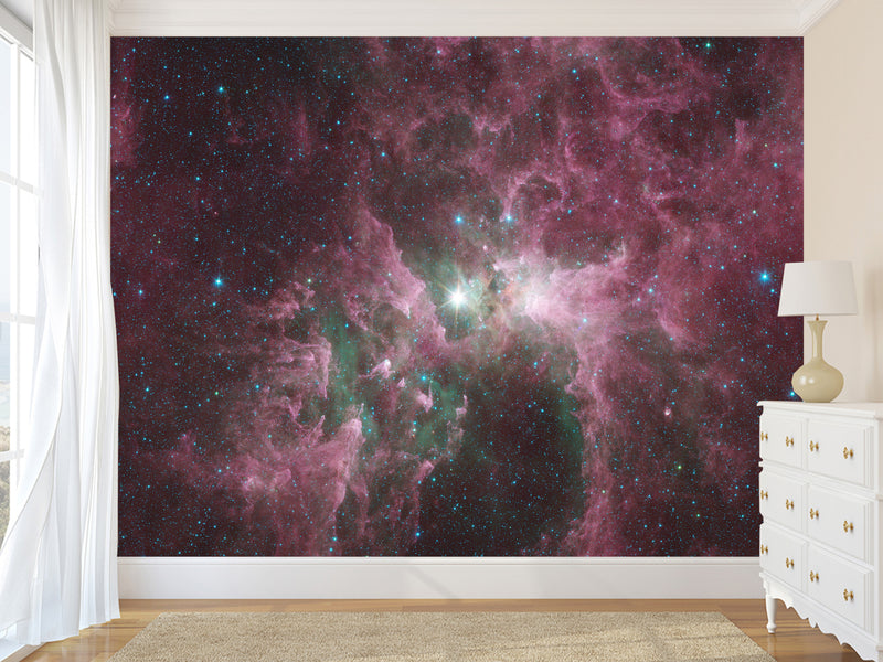 Non-Woven Wallpaper Design “Nebula with Stars” Wall Mural for Bedroom & Living Room