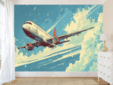 Peel and Stick Mural All Wall Eco-Friendly Materials For Living Room, Office "Airplane In The Blue Sky"