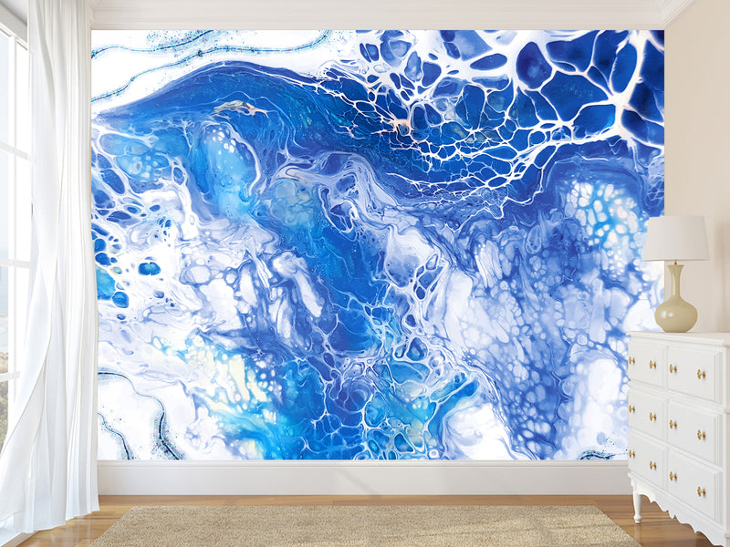 High-Quality Wallpaper With Abstract Design Vinyl Wallpaper Peel and Stick Eco-Paint Wall Mural For Bedroom, Living Room 'Abstraction: Blue Fantasy' 🌌