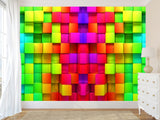 Non-Wowen Wallpaper "Multicolored cubes" – Large Wall art Wallpaper for living room