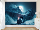 Full-Size Traditional Wallpaper Mural For Bedroom Or Living Room - Print Polar Express In Mountain Tunnel