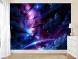 Self-Adhesive Wall Mural Interesting Universe Design For Living Room Bedroom "Cosmic Storm Of Light"✨