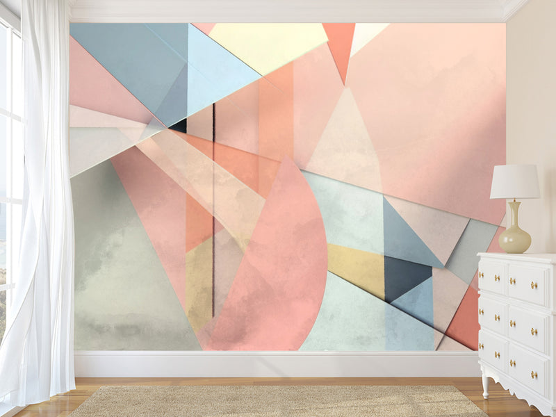 "Peel and Stick Wall Mural 'Geometric Abstraction', Decor for Office, Bedroom, Living Room"
