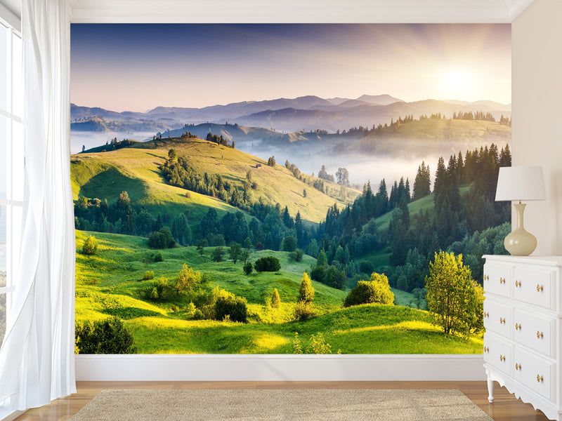 Self-Adhesive Eco Wallpaper For Bedroom, Living Room "Beauty Of The Carpathian Mountains"