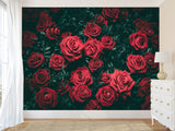 3D Non-Woven Wall Mural Natural Print Design For Bedroom, Living Room Photo Wallpaper "Red Roses"