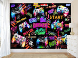 Modern Vibrant Vinyl Wallpaper Peel and Stick “Adrenaline of Victory” – Perfect for Video Game Lovers, Bedroom, Living Room, and Kids’ Room Desing