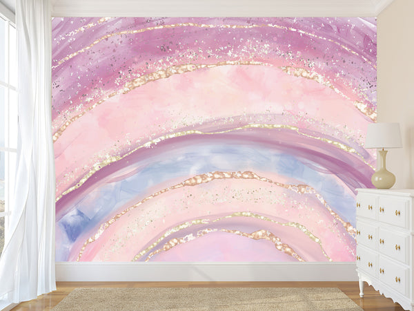 Vibrant Non-Woven Wallpaper. Abstract Modern Style Full-Wall Mural for Kids' Room, Living Room, and Bedroom "Rainbow" 🌈