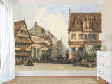 Traditional Full Wall Wallpaper – “William Wyld: A Street in Hanover” Living Room or Bedroom Print