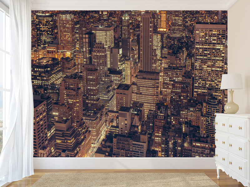 Durable Self-Adhesive Photo Wallpaper For Living Room, Bedroom Design "Night City Of New York"