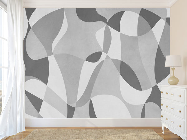 Beige Mural In Calm Tones Wall Print Peel And Stick Wallpaper Art Print "Chaotic Lines" For Bedroom, Living Room, Home Desing 🌀