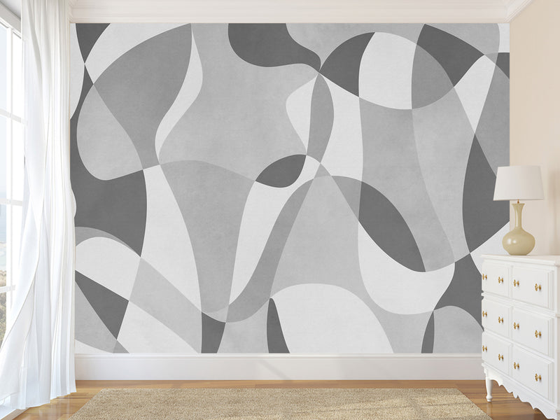 Beige Mural In Calm Tones Wall Print Peel And Stick Wallpaper Art Print "Chaotic Lines" For Bedroom, Living Room, Home Desing 🌀