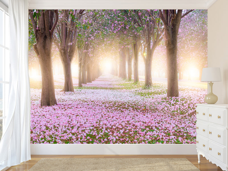 Peel and Stick Made In-House Print For Living Room, Lounge Area "Blooming Trees"
