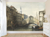 Peel and Stick Mural Vintage Style For Living Room or Bedroom - William Callow The Rialto Bridge Venice