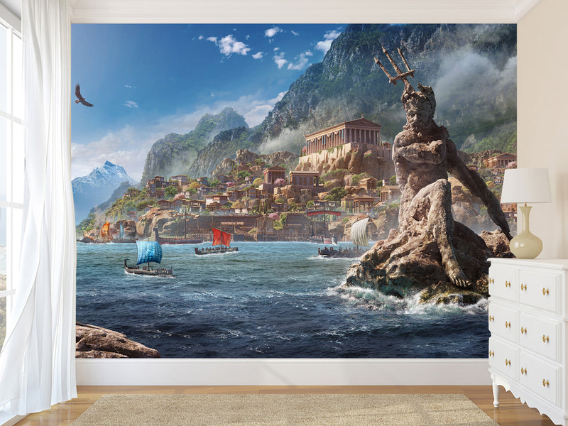 Wall mural in the kitchen, Traditional wallpaper with “Poseidon” pattern