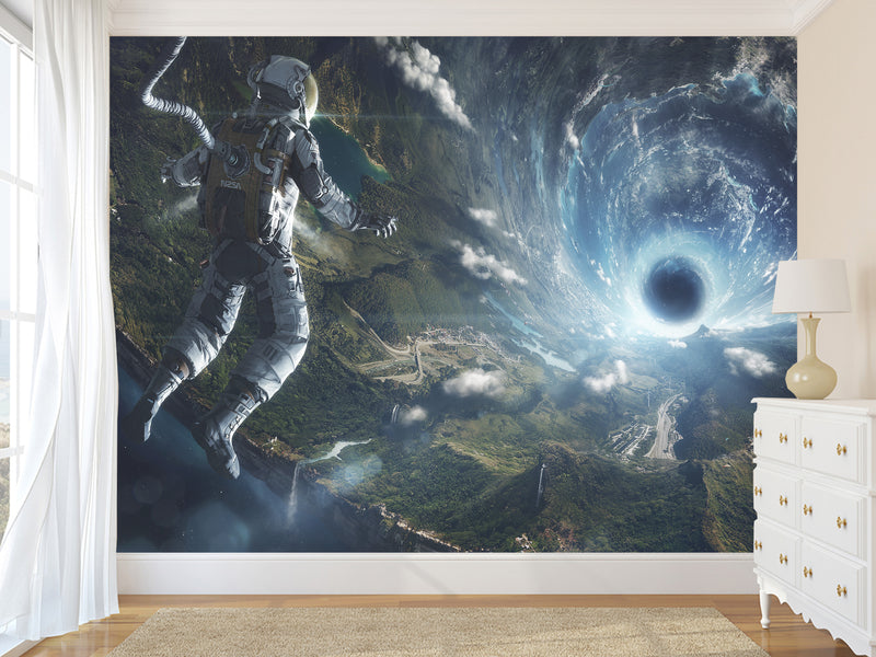 Premium Non-Woven Photo Wallpaper – "Astronaut In Infinite Space" Cosmic Wall Mural