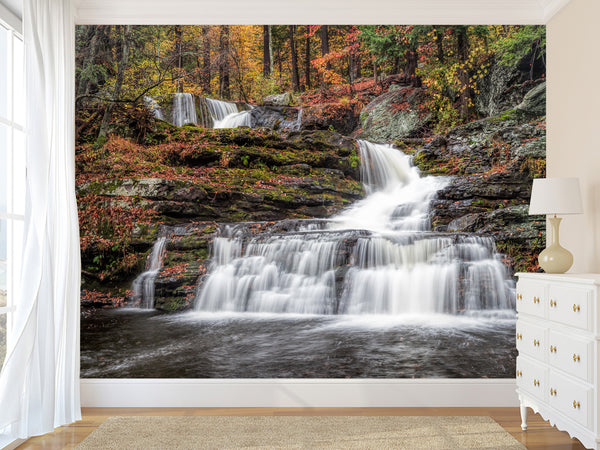 Nature-Inspired Full-Wall Self-Adhesive Wallpaper – "Mountain Waterfall", Perfect for Home Decor, Hotel Design, or Spa Area