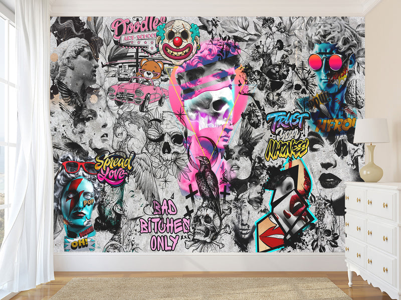 Traditional Wall Mural "Urban Style Street Art Wallpaper", Decor for Bedroom, Living Room, Teen Room 🎨