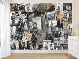 Peel and Stick Mural for Gym, Living Room, Workshop – "Gangsters and Mafia" Vintage-style Wallpaper Featuring Images of Crime Bosses