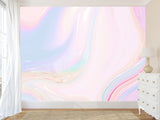 Abstract Peel And Stick Wallpaper For Living Room, Creating Comfort In Space, Abstract Pastel Waves For Office, Bedroom, Full Wall Art Print Mural 🎨
