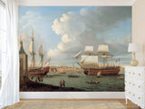 Vintage High-Quality Self-Adhesive Wall Murals for Living Room, Bedroom, and Home Office, In-House Production, Vintage Style "Sailing Era Sea Port"