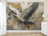 Non-Woven Wallpaper with Art Print "Flight of the Stork" — Artistic Wall Mural for Home Interior
