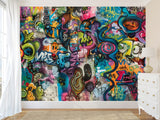 Art Print On The Wall Self-Adhesive Wallpaper "Funk Graffiti", Mural For Bedroom, Living Room, And Creative Design For Teen Room 🎨