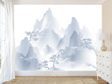 Peel & Stick Mural For Full Wall Minimalist Japanese Mountain Landscape Mural for Home Desing