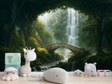 Kids’ wallpaper, creative design Peel and Stick mural for children’s room, art print "Elven Forest with Bridge" 🌿🧚