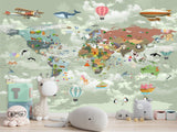 Decor for Kids room, Peel and Stick Oracal film with the pattern “Kids map of the world”