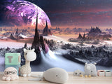 Peel and Stik Mural Wallpaper For Teen Room – "Uncharted Cosmic Planet" Bedroom Decor