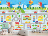Traditional Wallpaper Wall Mural – Creative Kids' Room Decor: City Roads Map