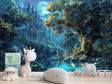 Modern Non-Woven Photo Wallpaper for Kids' or Teen Room – "Enchanted, Magical Castle" Mural