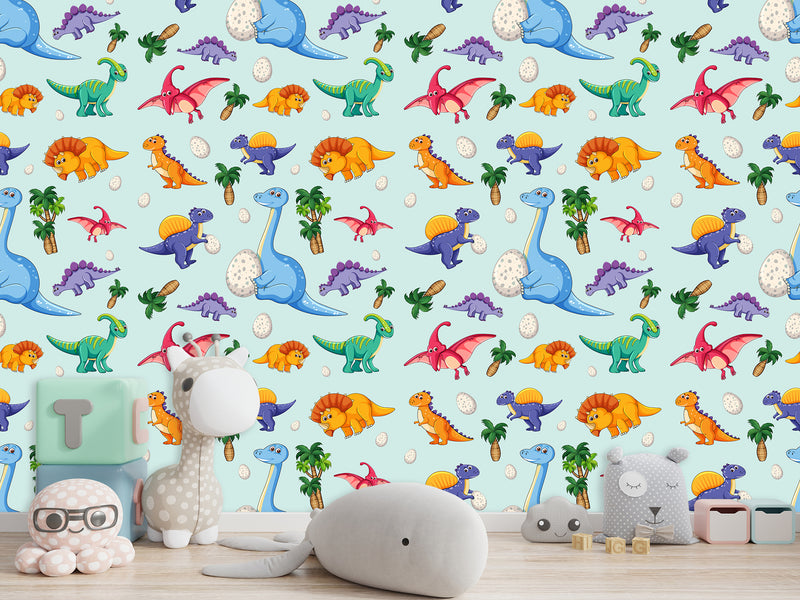 Kids Dinosaur Wallpaper For Kids – Cute Dino Print For Children’s Room Wall Decor
