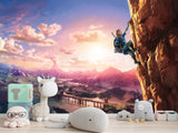 3D Non-Woven Mural Adventure Kids Wallpaper – Zelda on the Cliff | Full Wall Mural for Playroom or Gaming Room