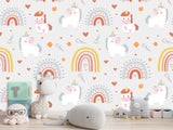 Peel and stick mural on the wall for the kid room Rainbow Unicorn Wallpaper for Kids – Cute & Magical Tots Wall Design