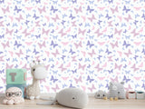 Unique Wall Mural with Butterfly Print, Peel and Stick Wallpaper, Art Print for Nursery or Baby Room 'Colorful Butterfly Silhouettes' 🦋
