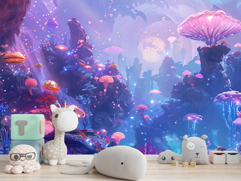 Peel & Stick Vinyl Wallpaper Kids' Room Wall Desing Mural – Fantastic Underwater World Theme