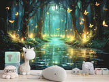 Non-Woven Magical Forest Wall Mural Peel & Stick Kids Room Wallpaper