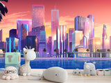 Non-Woven Wall For Kids Room/Bedroom Print Superhero City Wallpaper