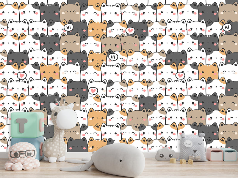 Peel and Stick Wall Mural Cute Kittens Print For Kids’ Room Decor