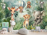 Non-Woven Traditional Wall Wallpaper for Kids' Room "Tropical Safari" – Kids's Room Decor