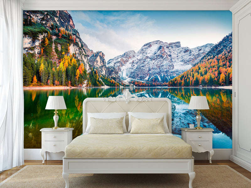 Non-Woven 3D Full Wall Wallpaper Lake Brais in Spain for Bedroom, Living Room, Reception