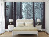 Stylish Wallpaper with Natural Print, Wall Mural for Home 'Forest in the Mist', Non-Woven Wall Mural with Design