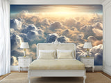 Non-Woven Photo Wallpaper – "Clouds in Sunlight" – Wall Mural for Office or Living Room