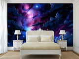 Self-Adhesive Wall Mural Interesting Universe Design For Living Room Bedroom "Cosmic Storm Of Light"✨